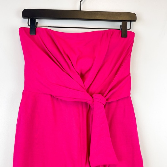 Maeve Anthropologie (Size 2) Crepe Strapless Wide Crop Leg Jumpsuit Hot Pink - Picture 2 of 10
